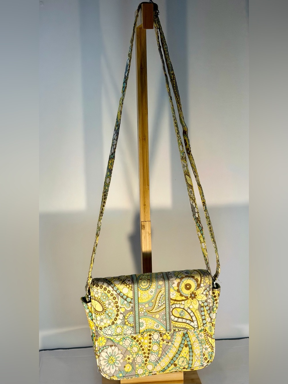 Vera Bradley Floral Paisley Crossbody Bag in Yellow and Mint